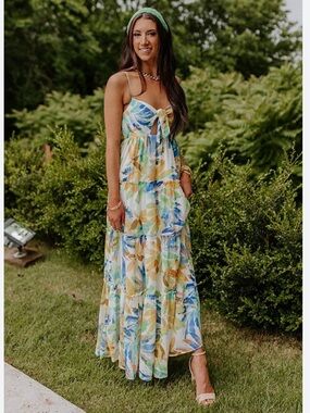 Flying Tomato Ivory Floral Maxi Dress